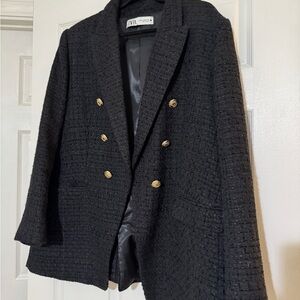 Zara Black Textured Jacket